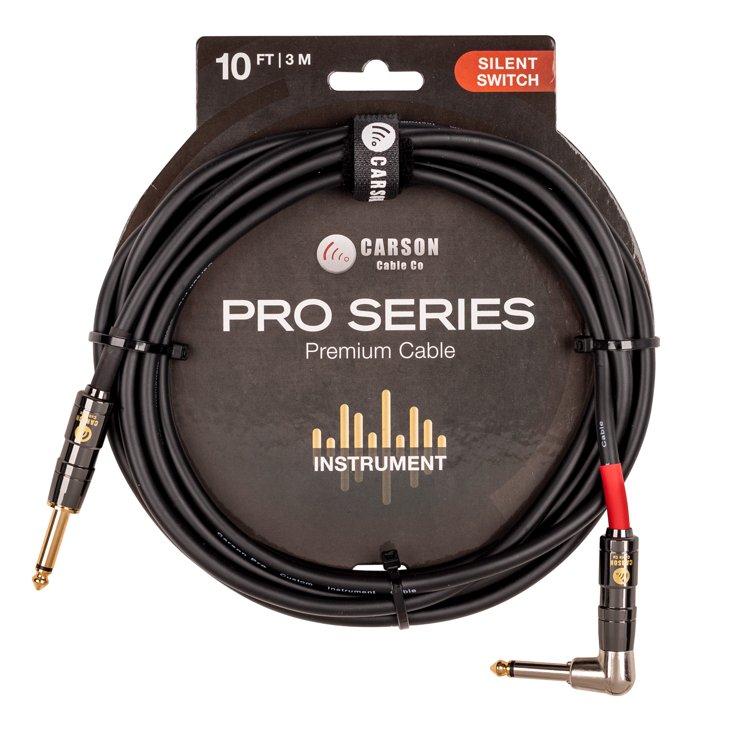 Carson | CSW10SL | 10 foot right angle Silent Switch instrument cable. Carson | CSW10SL | 10 foot right angle Silent Switch instrument cable.